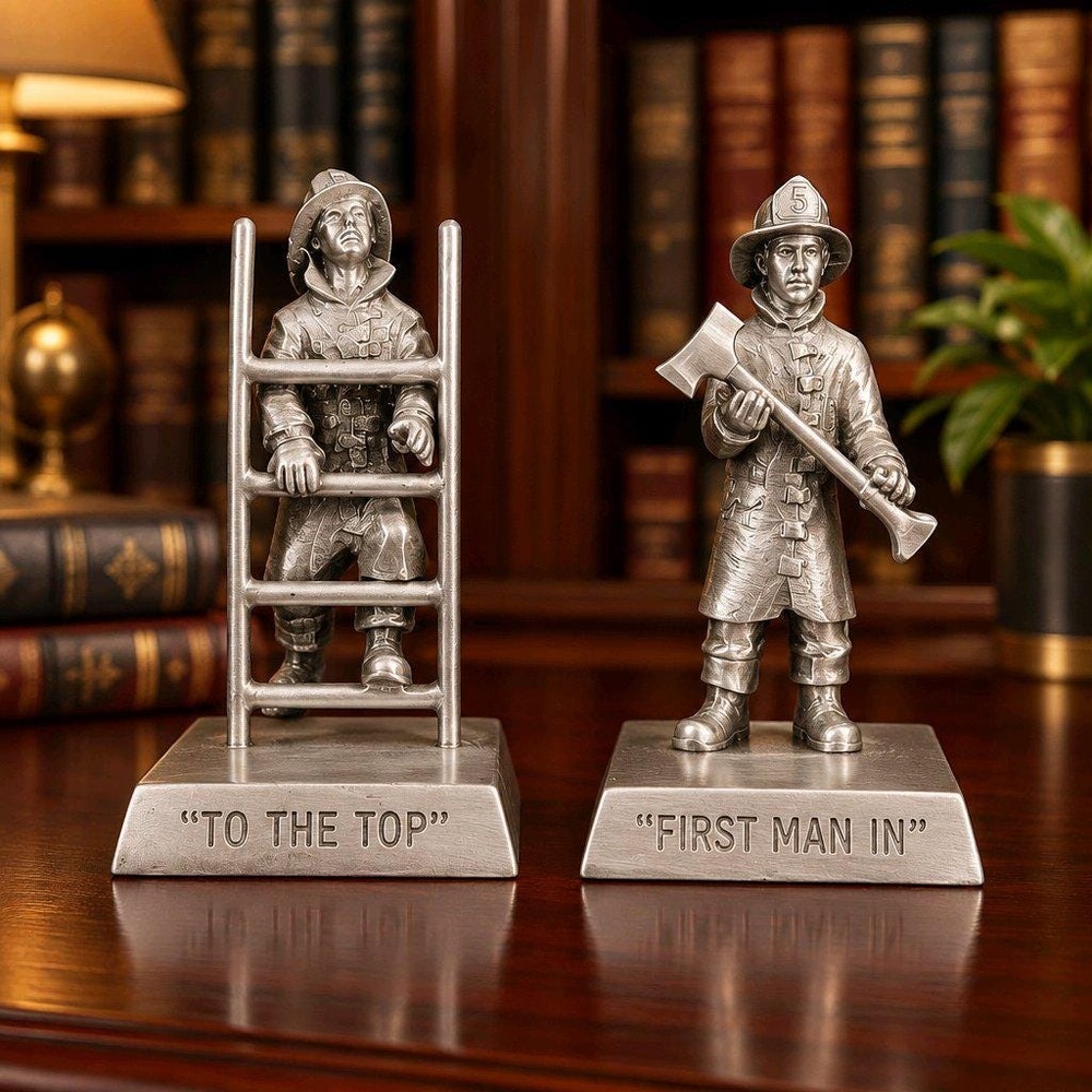 Pewter Firefighters (2) Vintage 1985 Rawcliff Pewter